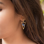 Aqua Chalcedony, Ruby, Blue Chalcedony, Rose quartz Triangle Earrings ~Gold Vermeil (Gold Plated over Sterling Silver)~ ME061 - Maresia Jewelry