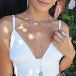 Labradorite or Moonstone Triangle Long Necklace~ Sterling Silver 925 or Gold Filled ~ Handmade ~ Bohemian ~ Gypsy ~Boho ~Necklace MN002