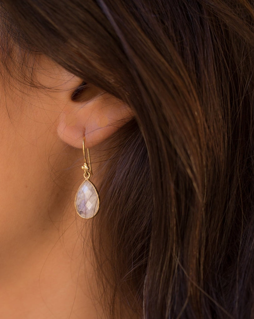 Moonstone Earrings ~ Gold Vermeil ~ME112 - Maresia Jewelry