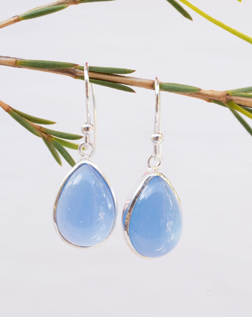 Blue Chalcedony Earrings~ Sterling Silver 925 ~ ME140 - Maresia Jewelry