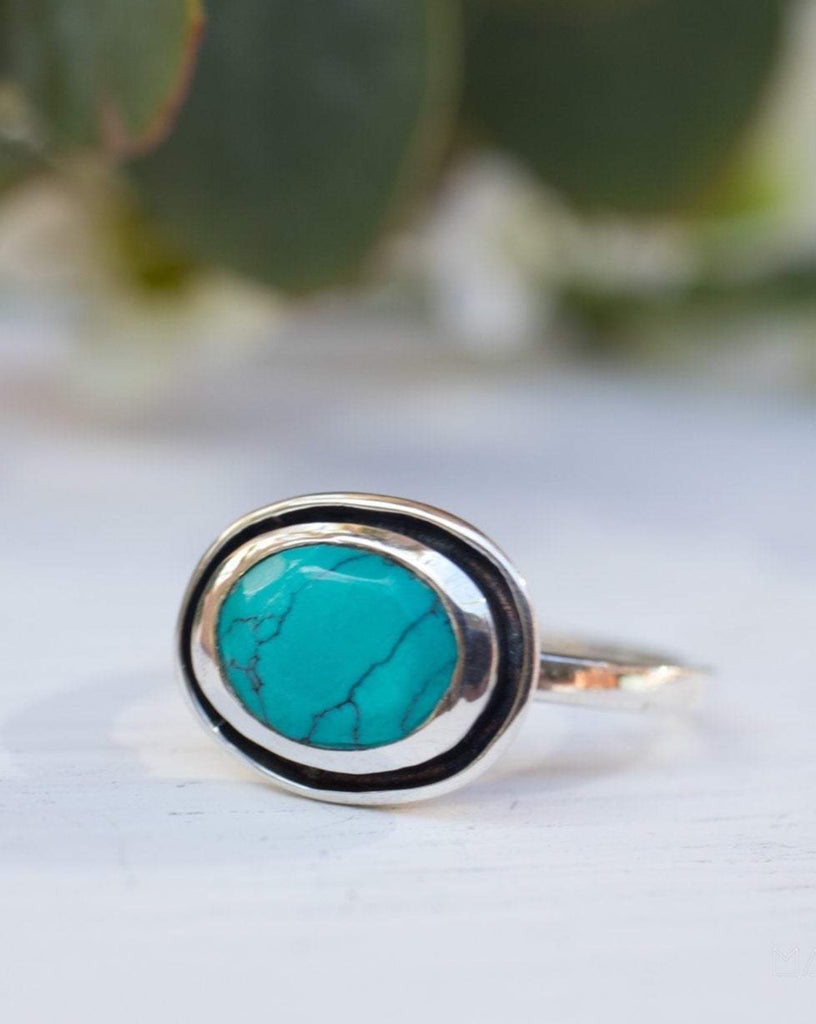 Howlite dyed Turquoise  Ring ~ Sterling Silver 925 ~ Handmade Everyday ~ Solitaire ~ Hippie ~ Bohemian ~December Birthstone  ~ MR180