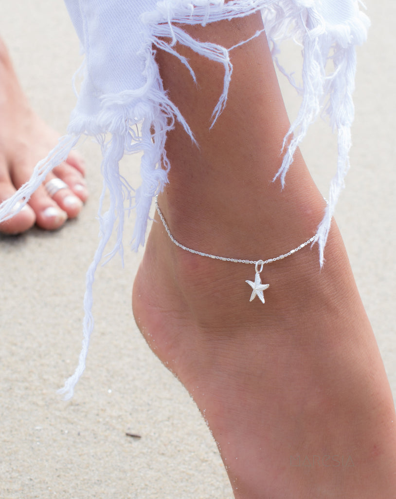Star Fish Anklet Bracelet ~ Sterling Silver 925~ MA003