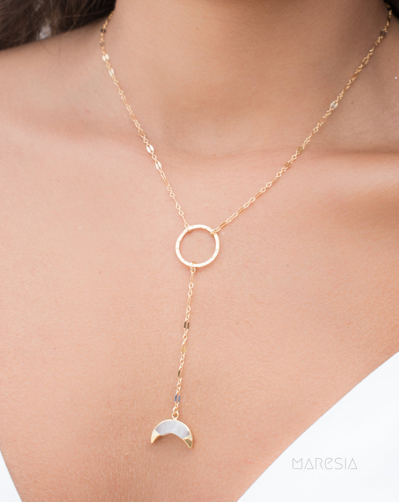 Y necklace Moonstone ~ Gold Filled ~ MN018