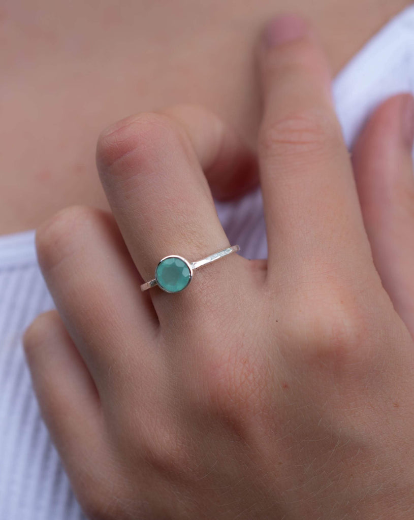Aqua Chalcedony Ring ~ Delicate ~ Sterling Silver 925 ~ Handmade ~ Gemstone~Statement ~Everyday~ Hippie~Bohemian~Stackable MR241