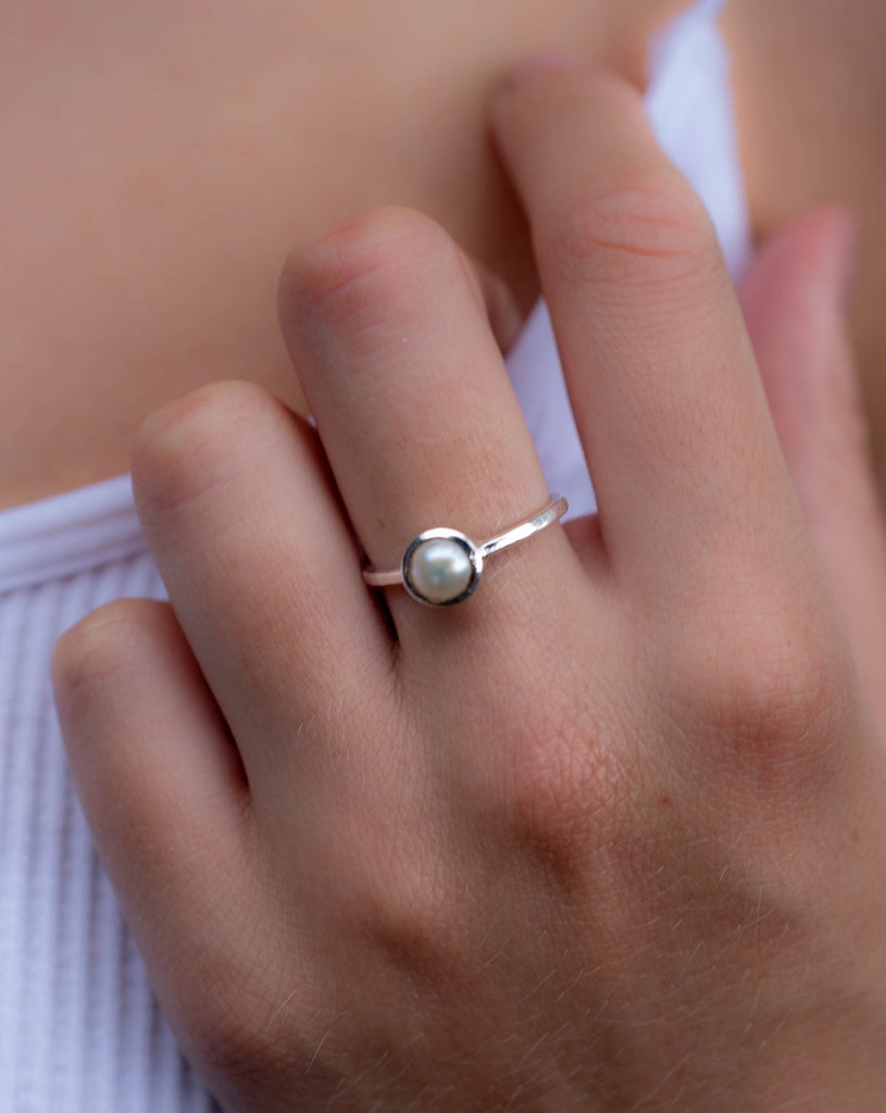 Pearl Ring ~ Delicate ~ Sterling Silver 925 ~ Handmade ~ Gemstone~Statement ~Everyday~ Hippie~Bohemian~Stackable MR242