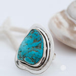 Rough Turquoise Ring ~ Sterling Silver 925 ~ One of a Kind ~ Handmade ~ Statement ~ Jewelry Gift for her~ Boho ~ Hippie ~ Bohemian ~   MR035