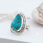 Rough Turquoise Ring ~ Sterling Silver 925 ~ One of a Kind ~ Handmade ~ Statement ~ Jewelry Gift for her~ Boho ~ Hippie ~ Bohemian ~   MR035