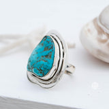 Rough Turquoise Ring ~ Sterling Silver 925 ~ One of a Kind ~ Handmade ~ Statement ~ Jewelry Gift for her~ Boho ~ Hippie ~ Bohemian ~   MR035
