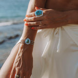 Rough Turquoise Ring ~ Sterling Silver 925 ~ One of a Kind ~ Handmade ~ Statement ~ Jewelry Gift for her~ Boho ~ Hippie ~ Bohemian ~   MR035