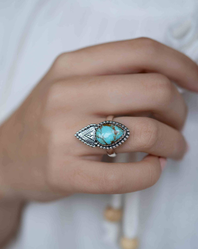 Turquoise Ring ~ oval shape ~Sterling Silver 925 ~ Handmade ~ Gemstone ~ Statement~ December Birthstone Boho * MR283