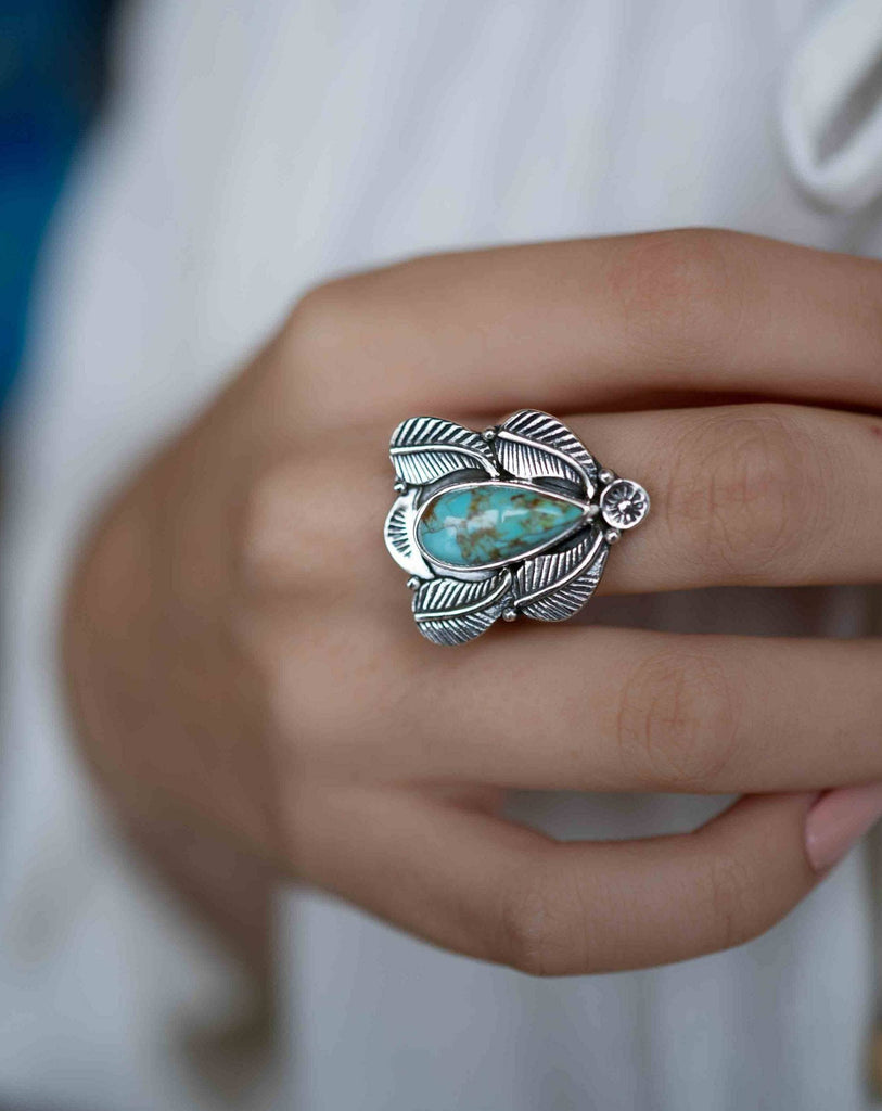 Turquoise Ring ~ Sterling Silver 925 ~ Handmade ~ Gemstone ~ Statement~ December Birthstone Boho * MR282