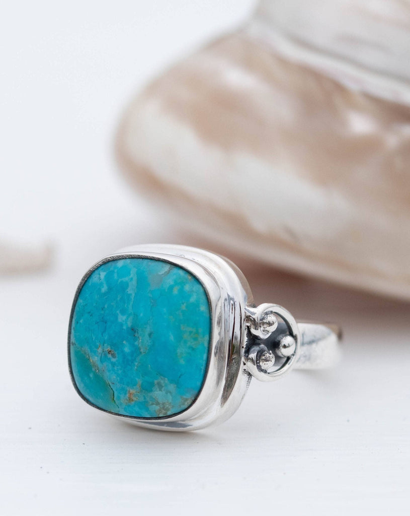 Turquoise Ring ~ Sterling Silver 925 ~ Handmade ~ Statement ~ Hippie ~ Bohemian ~ Jewelry ~Gift For Her ~Gemstone~December Birthstone~ MR259