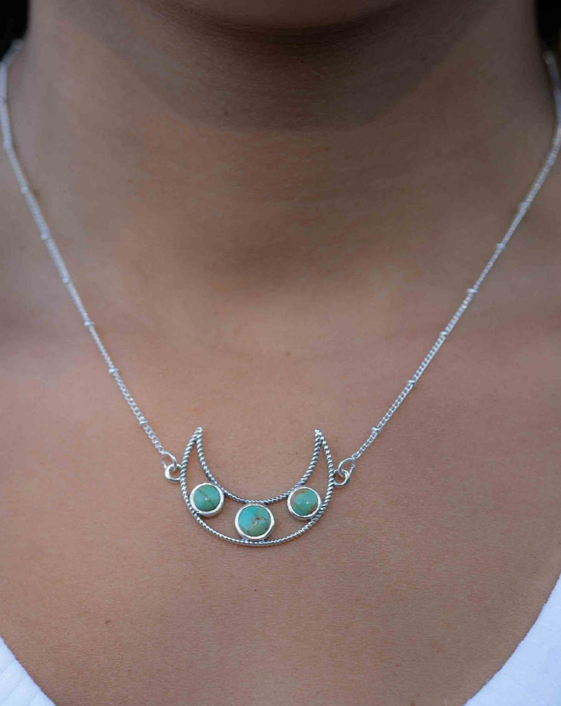 Turquoise necklace~ Sterling Silver 925 ~ curb ball chain ~ beaded chain ~ Jewelry ~ Gift For Her ~ Handmade~ Thin Chain ~ MN073