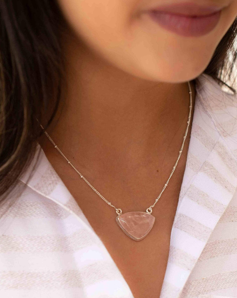Rose quartz half moon Necklace ~ Sterling Silver 925 ~Jewelry ~ Gift For Her ~ Minimalist~ Handmade~ Thin Chain~ Delicate ~Layered ~ MN091