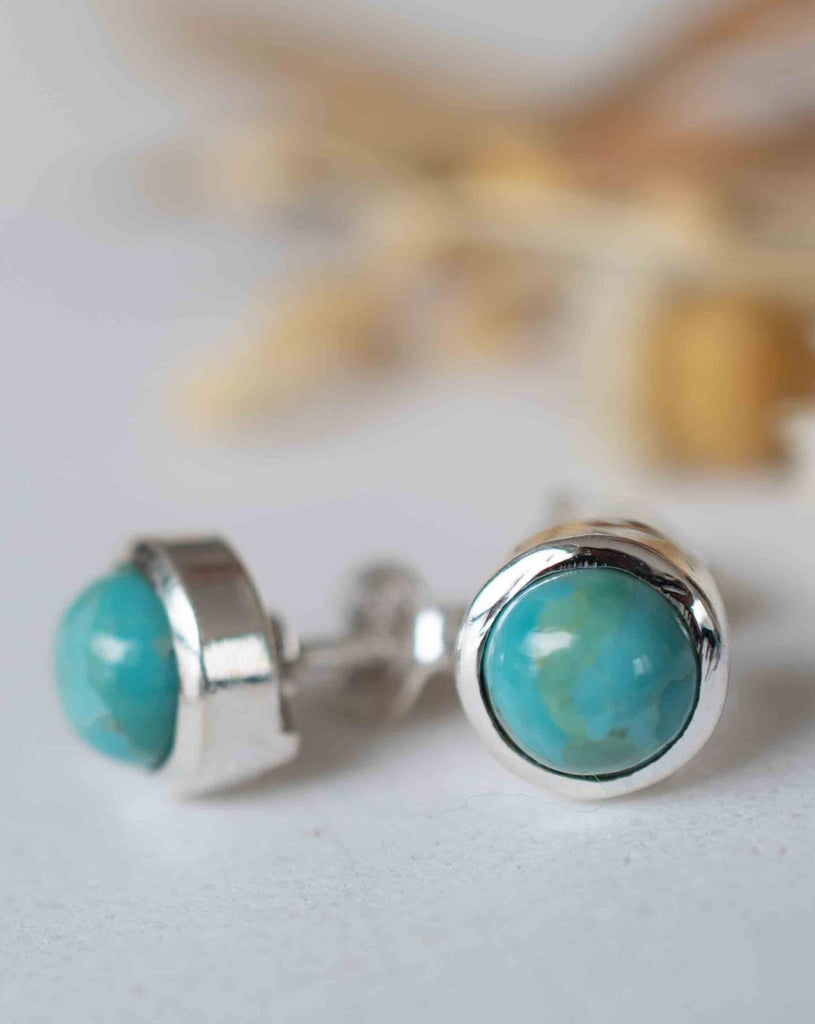 Delicate turquoise Earrings ~ Gemstone ~ Post ~ Stud ~ Sterling Silver 925 ~ Jewelry ~ Blue ~ Handmade~ ME064