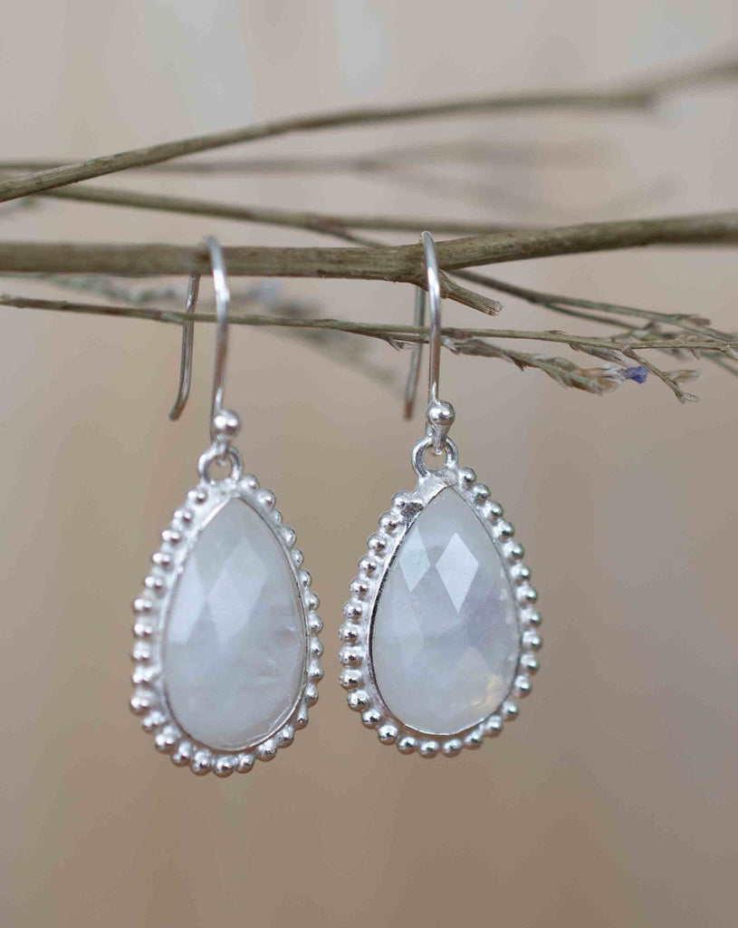 Moonstone Earrings ~ Sterling Silver 925 ~ June Birthstone ~ Gemstone ~ Dangle ~ Handmade ~ Jewelry ~ Tear Drop ~ Maresia ~ Boho ~ ME195