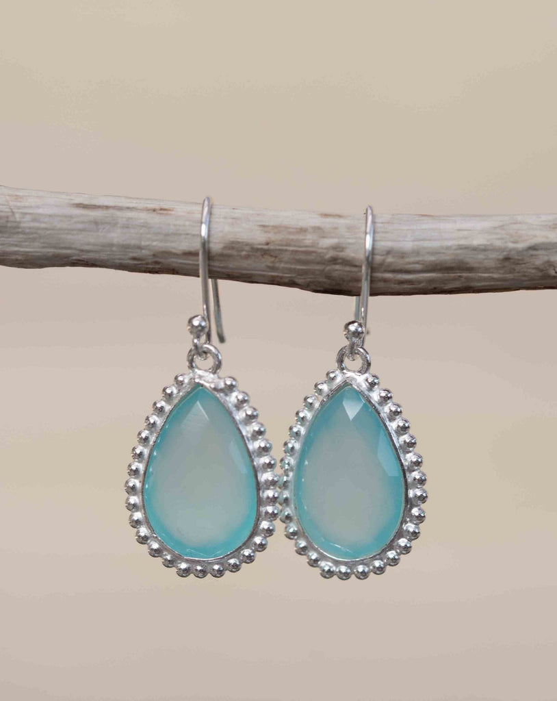 Aqua Chalcedony Earrings~ Sterling Silver 925 ~Dangle Earrings ~Silver Earrings ~Teal Chalcedony ~ Drop ~ Gemstone ~ Natural Stone ME194