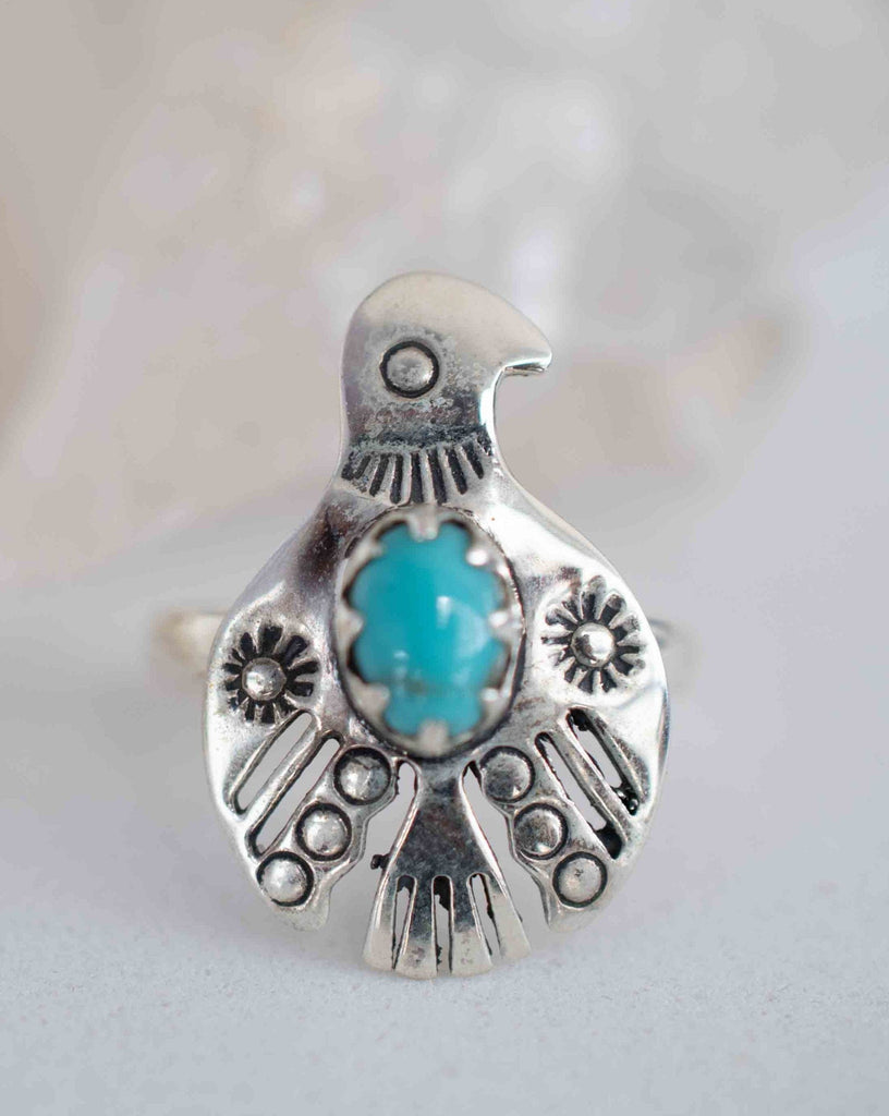 Turquoise Ring ~ Bird Ring ~ Sterling Silver 925 ~Handmade ~ Statement ~ Bohemian ~Jewelry ~Gift For Her ~Gemstone~December Birthstone~MR297