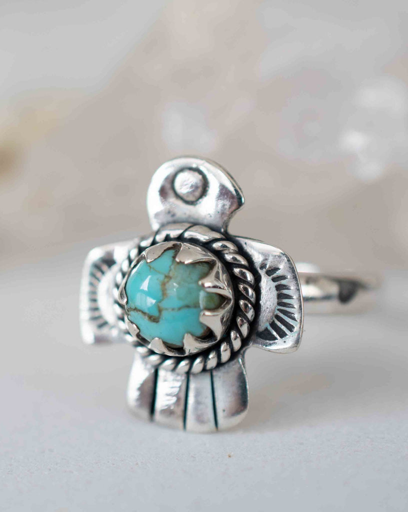 Turquoise Ring ~ Bird Ring ~ Sterling Silver 925 ~Handmade ~ Statement ~ Bohemian ~Jewelry ~Gift For Her ~Gemstone~December Birthstone~MR296