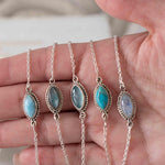Turquoise, Labradorite, Larimar, Moonstone and Aqua Chalcedony Bracelet ~ Sterling Silver 925 ~Handmade ~Hippie ~Bohemian  ~Stackable MB042