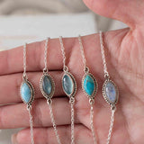 Turquoise, Labradorite, Larimar, Moonstone and Aqua Chalcedony Bracelet ~ Sterling Silver 925 ~Handmade ~Hippie ~Bohemian  ~Stackable MB042