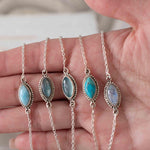 Turquoise, Labradorite, Larimar, Moonstone and Aqua Chalcedony Bracelet ~ Sterling Silver 925 ~Handmade ~Hippie ~Bohemian  ~Stackable MB0