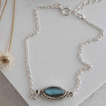 Turquoise, Labradorite, Larimar, Moonstone and Aqua Chalcedony Bracelet ~ Sterling Silver 925 ~Handmade ~Hippie ~Bohemian  ~Stackable MB0