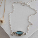 Turquoise, Labradorite, Larimar, Moonstone and Aqua Chalcedony Bracelet ~ Sterling Silver 925 ~Handmade ~Hippie ~Bohemian  ~Stackable MB0