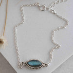 Turquoise, Labradorite, Larimar, Moonstone and Aqua Chalcedony Bracelet ~ Sterling Silver 925 ~Handmade ~Hippie ~Bohemian  ~Stackable MB042