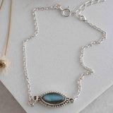 Turquoise, Labradorite, Larimar, Moonstone and Aqua Chalcedony Bracelet ~ Sterling Silver 925 ~Handmade ~Hippie ~Bohemian  ~Stackable MB042