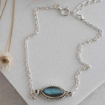 Turquoise, Labradorite, Larimar, Moonstone and Aqua Chalcedony Bracelet ~ Sterling Silver 925 ~Handmade ~Hippie ~Bohemian  ~Stackable MB0