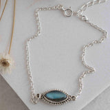 Turquoise, Labradorite, Larimar, Moonstone and Aqua Chalcedony Bracelet ~ Sterling Silver 925 ~Handmade ~Hippie ~Bohemian  ~Stackable MB0