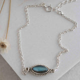 Turquoise, Labradorite, Larimar, Moonstone and Aqua Chalcedony Bracelet ~ Sterling Silver 925 ~Handmade ~Hippie ~Bohemian  ~Stackable MB0