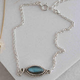 Turquoise, Labradorite, Larimar, Moonstone and Aqua Chalcedony Bracelet ~ Sterling Silver 925 ~Handmade ~Hippie ~Bohemian  ~Stackable MB0