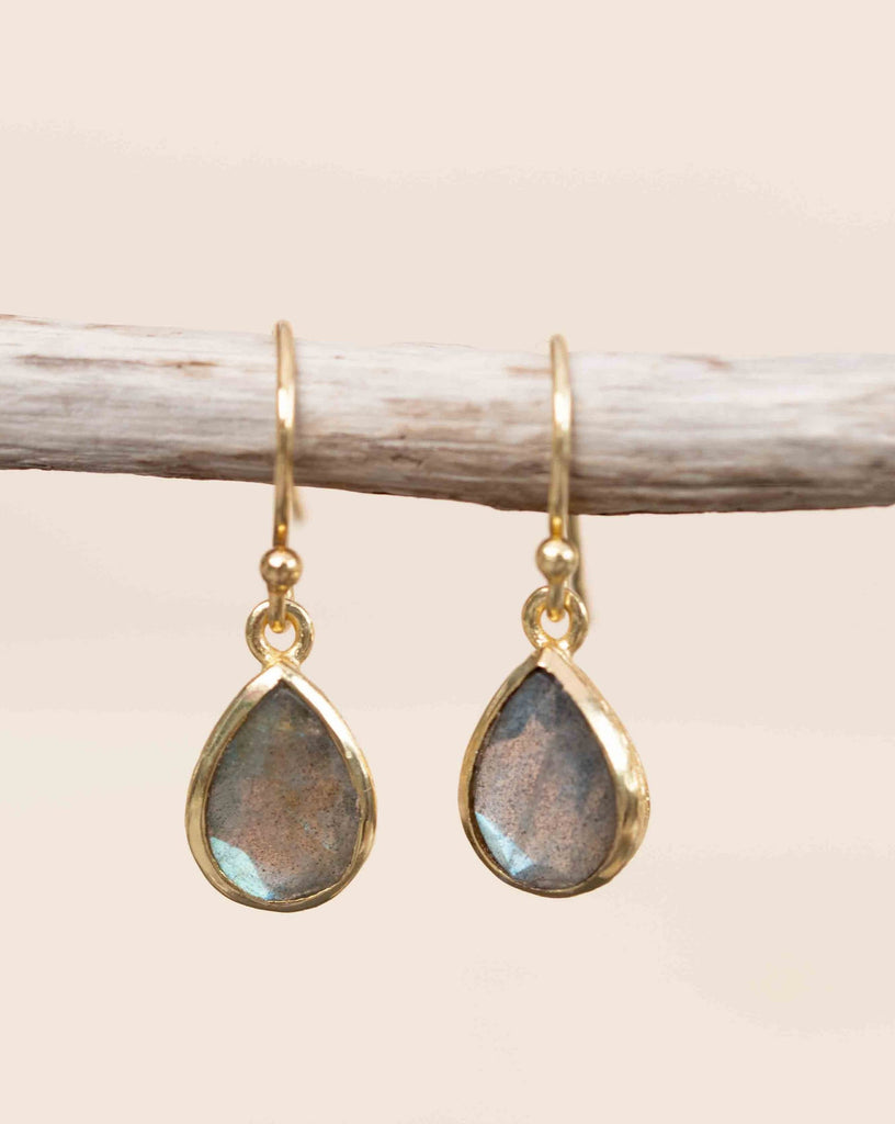 Labradorite Tear Drop Earrings ~ Jewelry ~ 18k Gold Plated ~ Natural ~ Minimalist Everyday ~ Gift for Her ~ Boho ~ Hippie ~ ME187