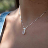 Labradorite, Aqua Chalcedony, Rose Quartz, Moonstone ~ Tear Drop ~ Sterling Silver ~ Charm ~ Layered ~ minimalist ~ delicate MP009