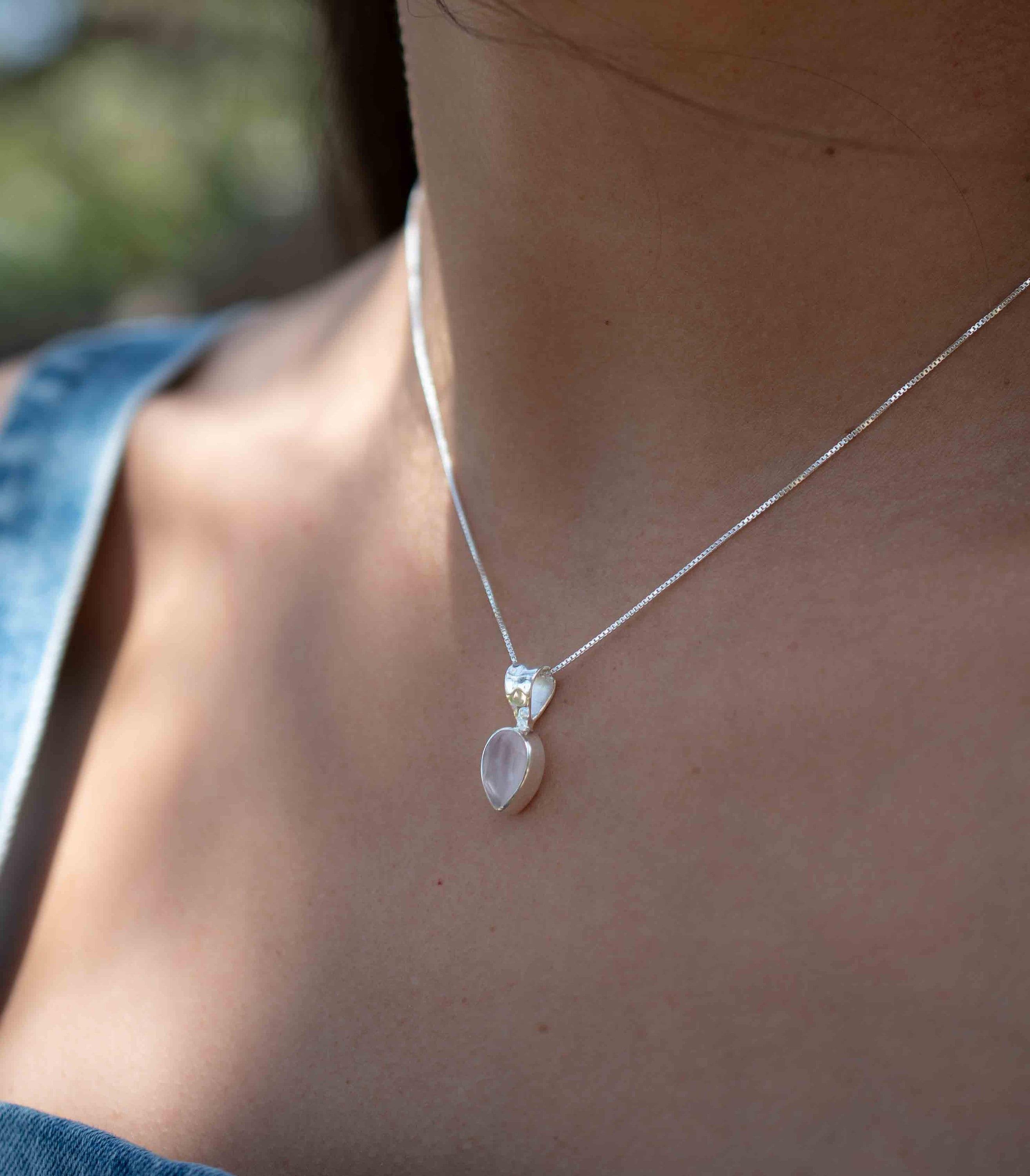 Labradorite, Aqua Chalcedony, Rose Quartz, Moonstone ~ Tear Drop ~ Sterling Silver ~ Charm ~ Layered ~ minimalist ~ delicate MP009