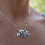 Labradorite, Aqua Chalcedony, Rose Quartz, Moonstone ~ Tear Drop ~ Sterling Silver ~ Charm ~ Layered ~ minimalist ~ delicate MP009