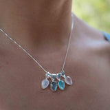 Labradorite, Aqua Chalcedony, Rose Quartz, Moonstone ~ Tear Drop ~ Sterling Silver ~ Charm ~ Layered ~ minimalist ~ delicate MP009