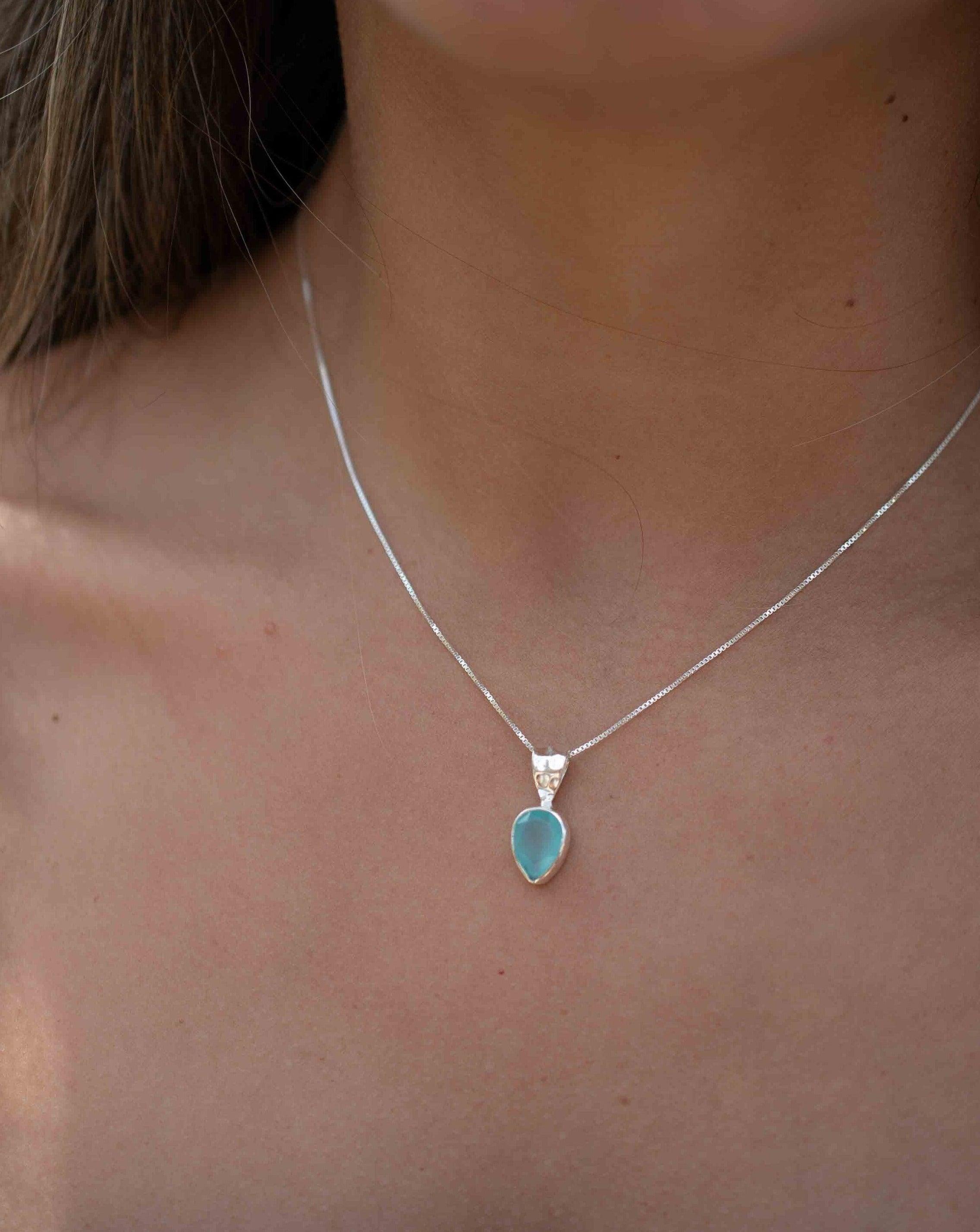 Labradorite, Aqua Chalcedony, Rose Quartz, Moonstone ~ Tear Drop ~ Sterling Silver ~ Charm ~ Layered ~ minimalist ~ delicate MP009