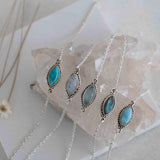 Turquoise, Labradorite, Larimar, Moonstone and Aqua Chalcedony Bracelet ~ Sterling Silver 925 ~Handmade ~Hippie ~Bohemian  ~Stackable MB0