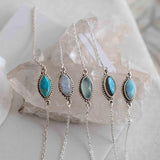 Turquoise, Labradorite, Larimar, Moonstone and Aqua Chalcedony Bracelet ~ Sterling Silver 925 ~Handmade ~Hippie ~Bohemian  ~Stackable MB0