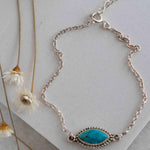 Turquoise, Labradorite, Larimar, Moonstone and Aqua Chalcedony Bracelet ~ Sterling Silver 925 ~Handmade ~Hippie ~Bohemian  ~Stackable MB0