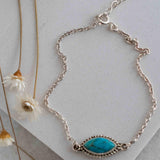 Turquoise, Labradorite, Larimar, Moonstone and Aqua Chalcedony Bracelet ~ Sterling Silver 925 ~Handmade ~Hippie ~Bohemian  ~Stackable MB0