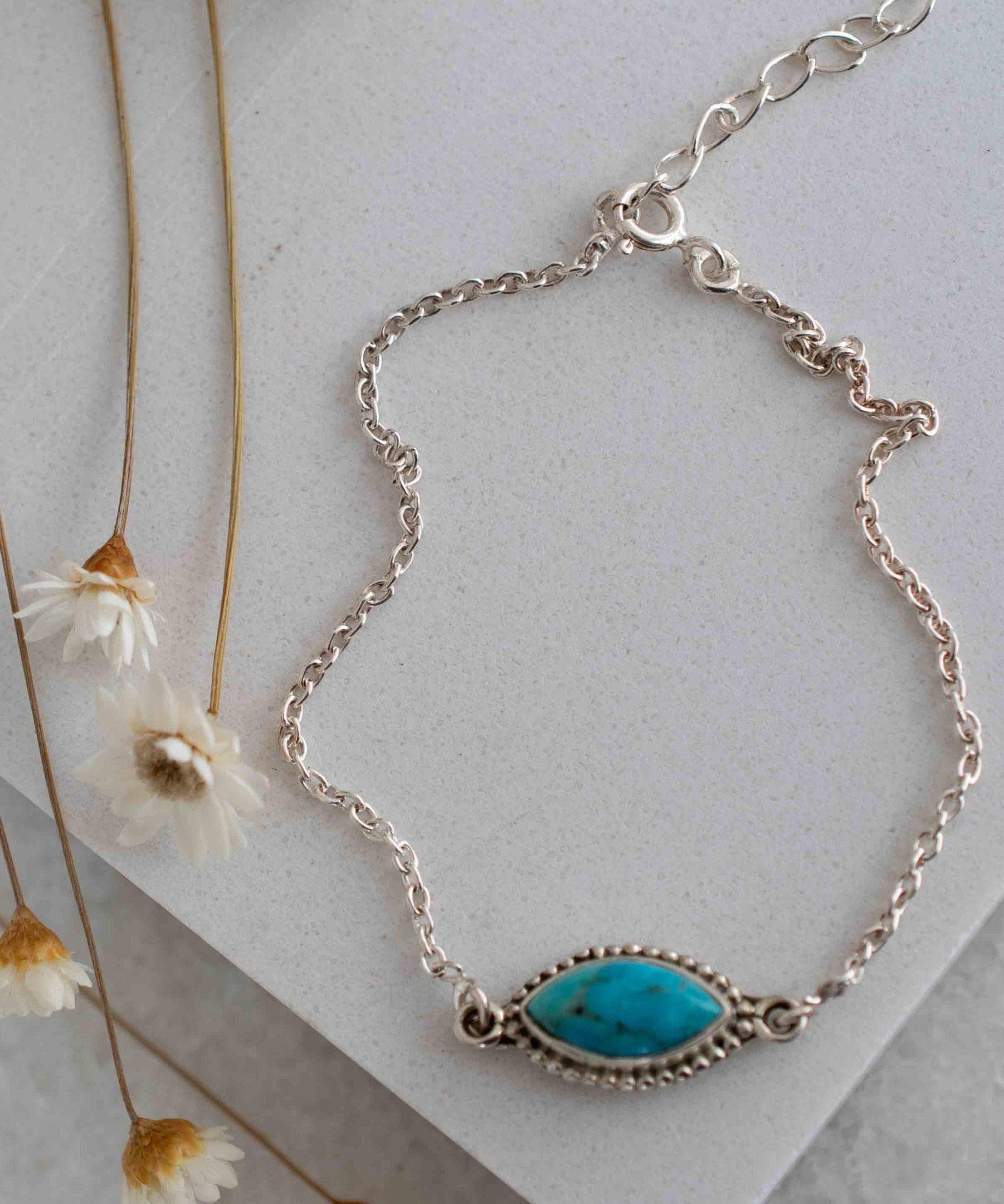 Turquoise, Labradorite, Larimar, Moonstone and Aqua Chalcedony Bracelet ~ Sterling Silver 925 ~Handmade ~Hippie ~Bohemian  ~Stackable MB0