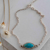 Turquoise, Labradorite, Larimar, Moonstone and Aqua Chalcedony Bracelet ~ Sterling Silver 925 ~Handmade ~Hippie ~Bohemian  ~Stackable MB0