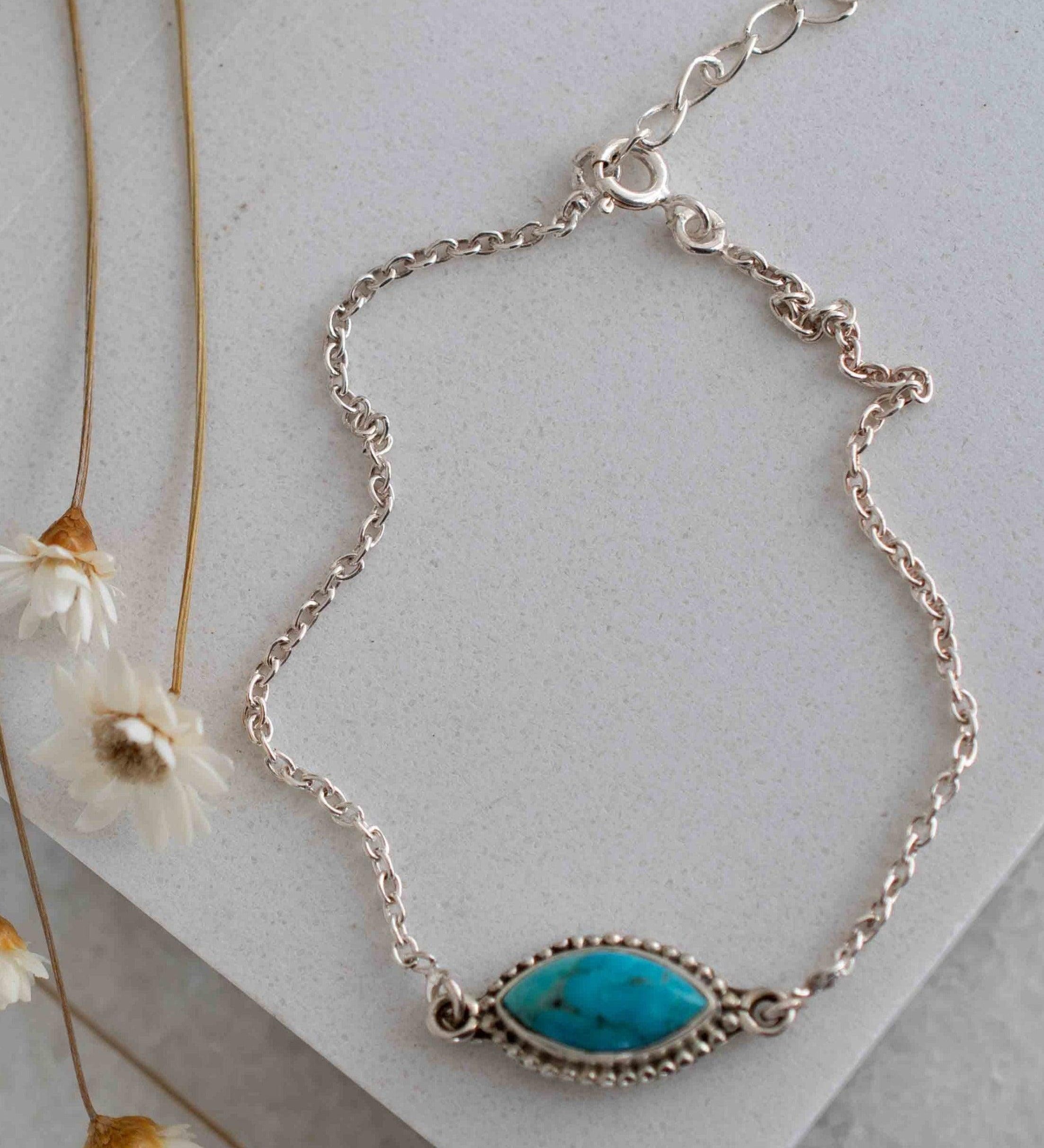 Turquoise, Labradorite, Larimar, Moonstone and Aqua Chalcedony Bracelet ~ Sterling Silver 925 ~Handmade ~Hippie ~Bohemian  ~Stackable MB0