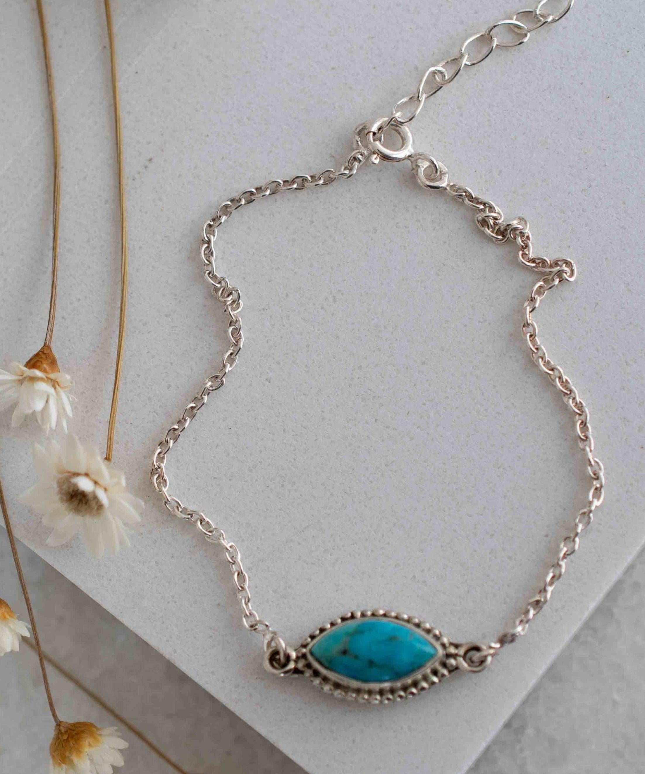 Turquoise, Labradorite, Larimar, Moonstone and Aqua Chalcedony Bracelet ~ Sterling Silver 925 ~Handmade ~Hippie ~Bohemian  ~Stackable MB0