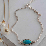 Turquoise, Labradorite, Larimar, Moonstone and Aqua Chalcedony Bracelet ~ Sterling Silver 925 ~Handmade ~Hippie ~Bohemian  ~Stackable MB042