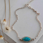Turquoise, Labradorite, Larimar, Moonstone and Aqua Chalcedony Bracelet ~ Sterling Silver 925 ~Handmade ~Hippie ~Bohemian  ~Stackable MB0